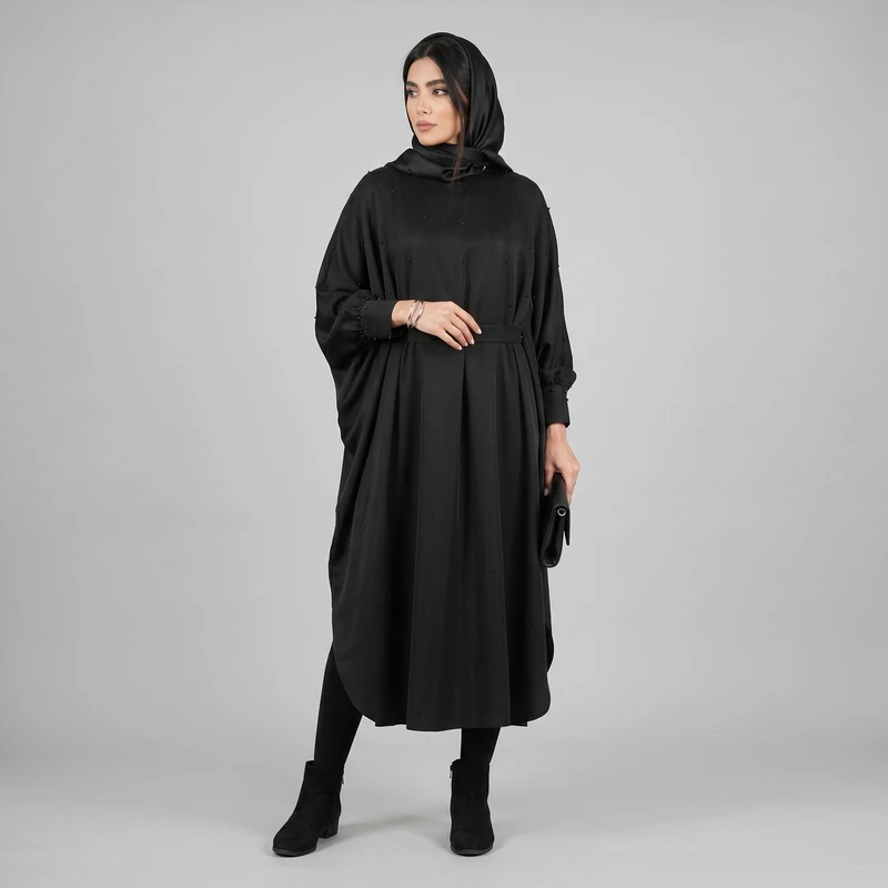 محصول نمونه تستی مانتو زنانه مدل عبایی مرواریدی