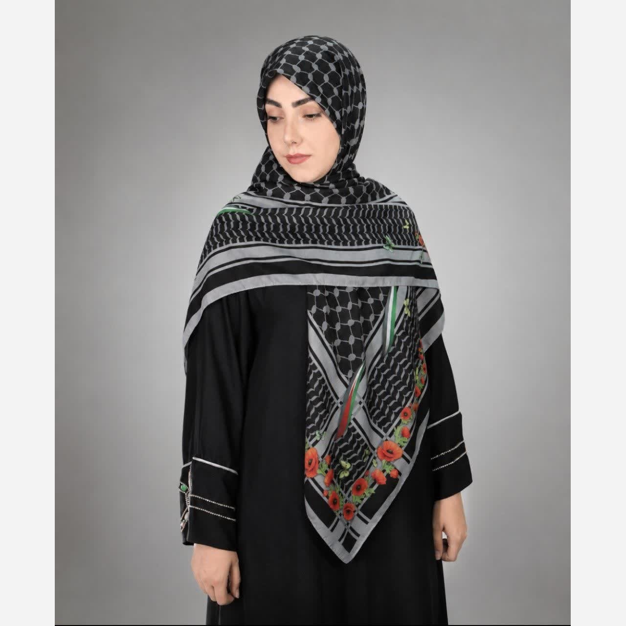 روسری نخ اسپان قواره 135 طرح (شقایق)
