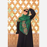 روسری نخی قواره 140 طرح مرغ آمین (سبز)