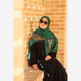 روسری نخی قواره 140 طرح مرغ آمین (سبز)