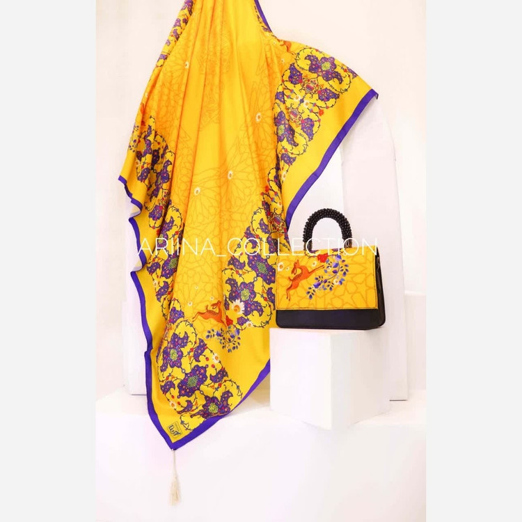روسری نخی قواره 140 طرح شمس