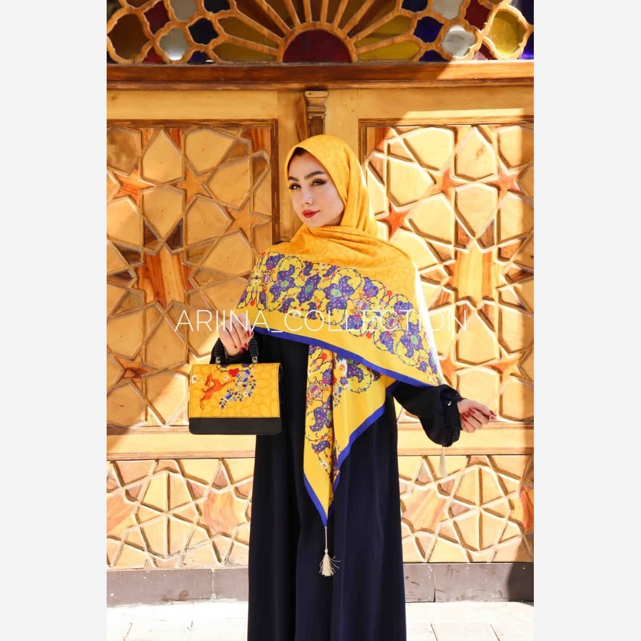 روسری نخی قواره 140 طرح شمس