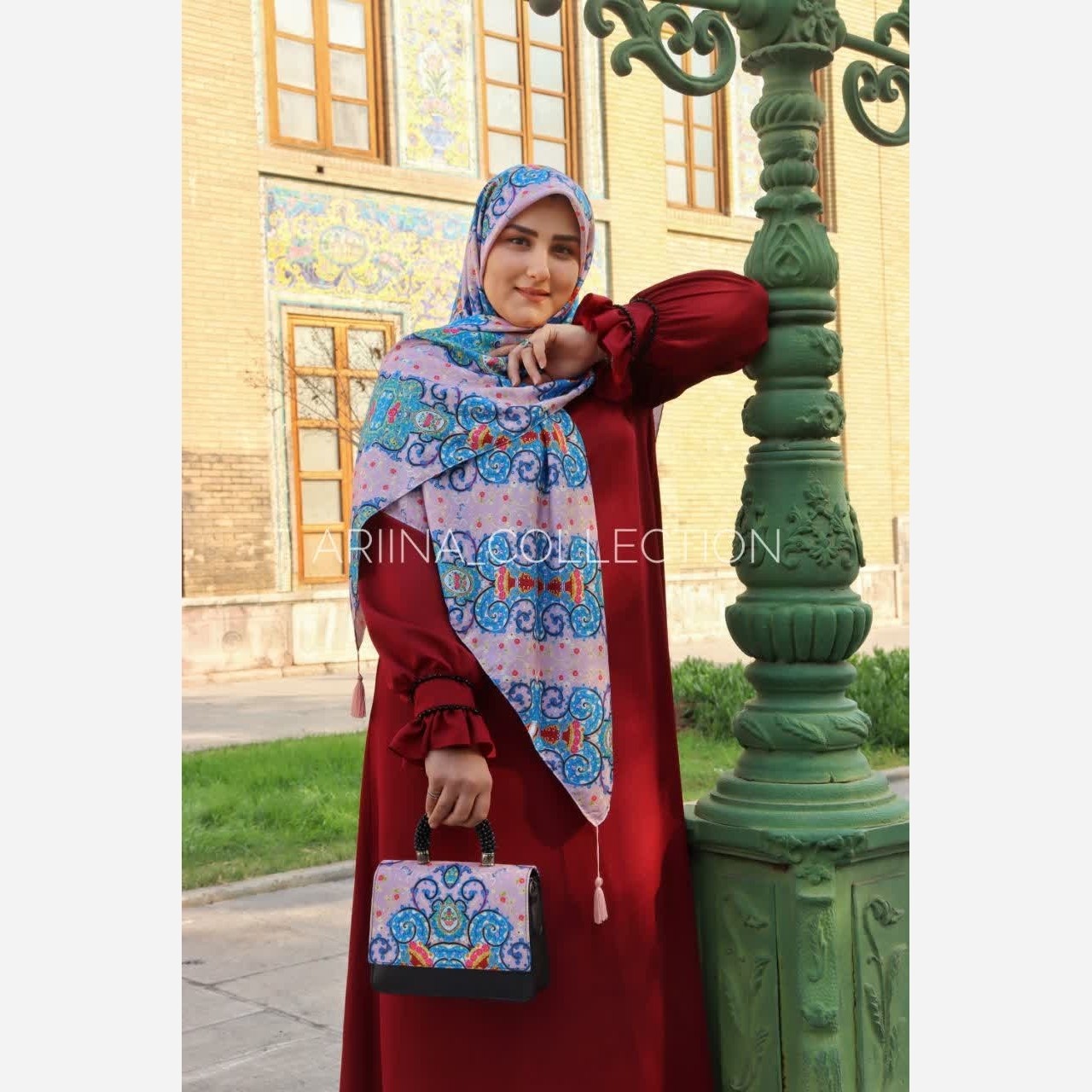 روسری نخی قواره 140 طرح اردیبهشت