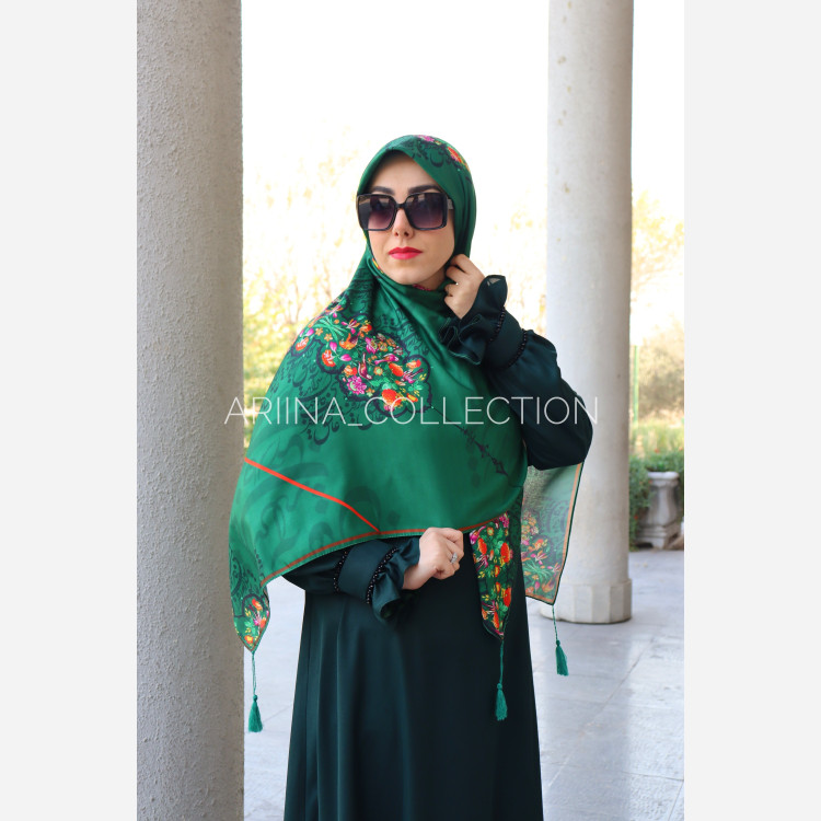 روسری نخی قواره 140 مرغ آمین (سبز)