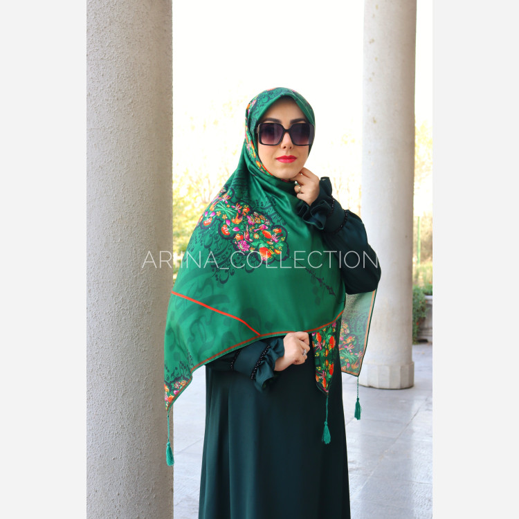 روسری نخی قواره 140 مرغ آمین (سبز)