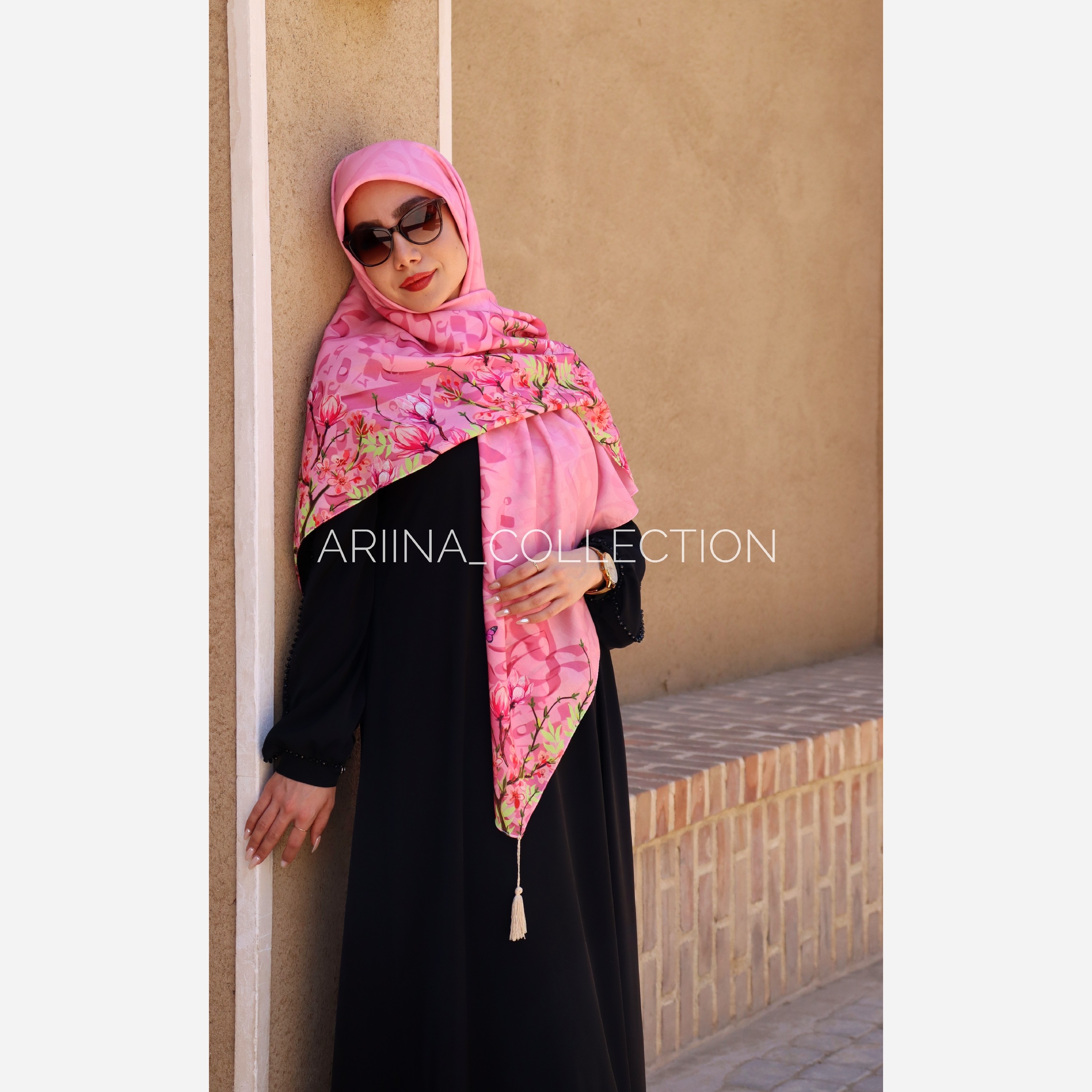 روسری نخی قواره 140 طرح غنچه
