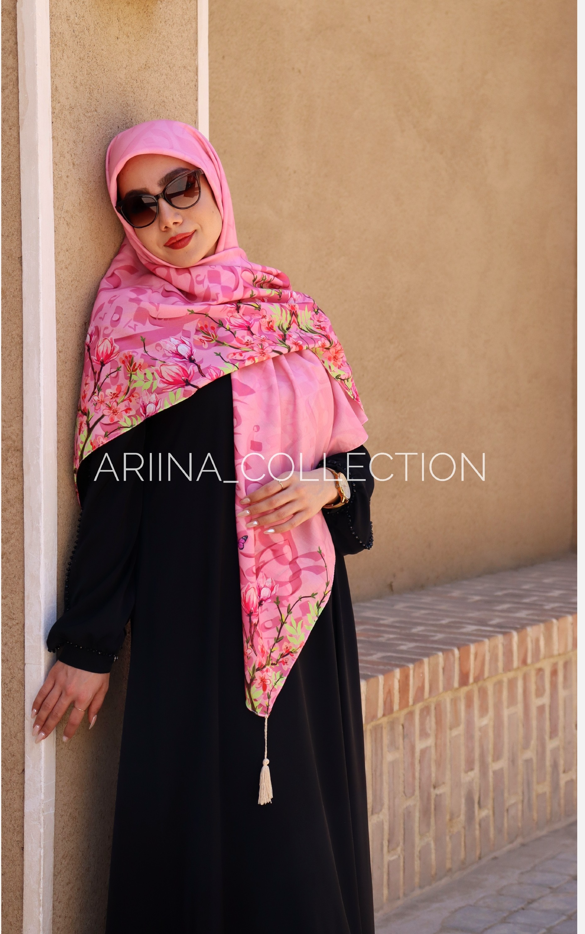 روسری نخی قواره 140 طرح غنچه