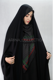 روسری چفیه نخی قواره 1۴۰ طرح لاله (مشکی)