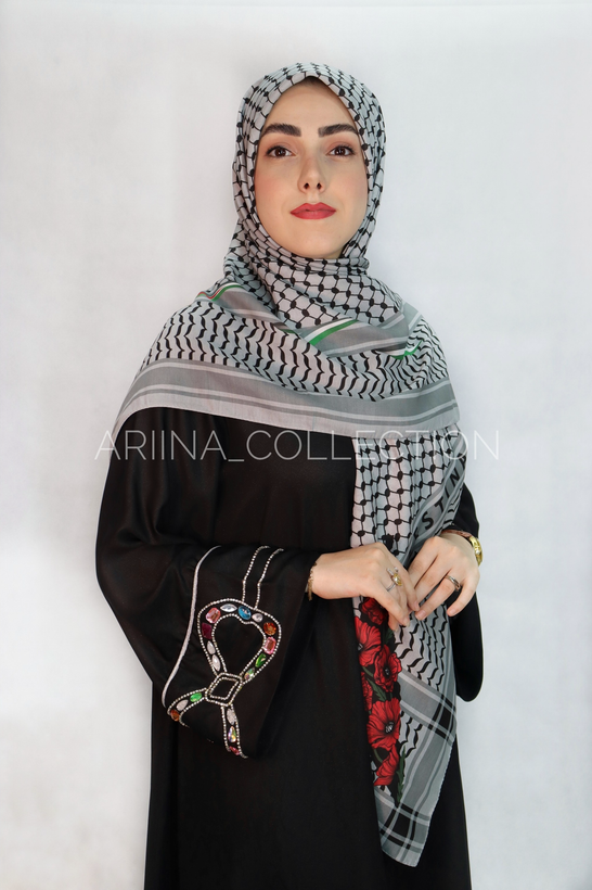 روسری چفیه نخی قواره 1۴۰ طرح مقاومت