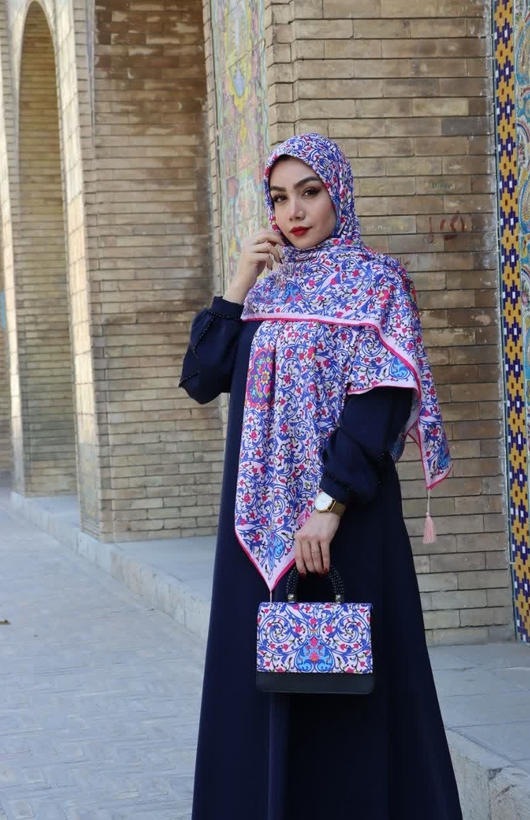 روسری نخی قواره 140 طرح مهگل