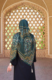 روسری نخی قواره 140 طرح شکوفه (سبز)