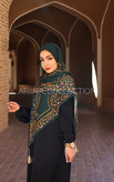 روسری نخی قواره 140 طرح شکوفه (سبز)