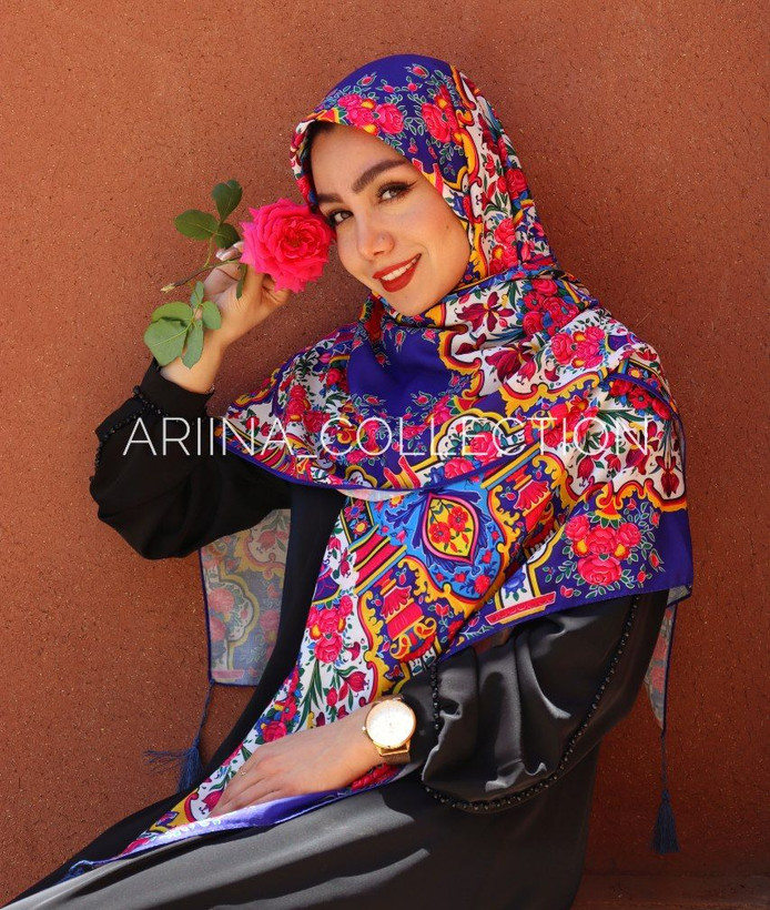 روسری نخی قواره 140 طرح گلسا (گل ریز)
